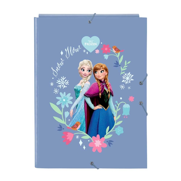 Safta Frozen Cartella con 3 alette - Copertina rigida rivestita - Formato folio - Chiusura con elastici - Resistenza e protezione - 260x25x335 mm - Colore blu