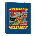 Safta Avengers Cartella con 4 anelli da 25 mm - Copertina rigida rivestita - Formato folio - 265x40x330 mm - Colore blu scuro