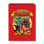 Safta Avengers Cartella con 3 alette - Copertina rigida rivestita - Formato folio - Chiusura con elastici - 260x25x335 mm - Colore rosso