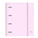 Safta Raccoglitore a 4 anelli da 35 mm - Copertine rigide rivestite - Ricarica da 100 fogli - Griglia 5x5 mm - Chiusura elastica - Divisori interni - 270x35x320 mm - Colore rosa