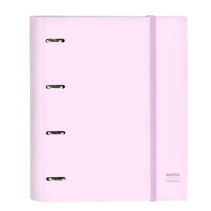 Safta Raccoglitore a 4 anelli da 35 mm - Copertine rigide rivestite - Ricarica da 100 fogli - Griglia 5x5 mm - Chiusura elastica - Divisori interni - 270x35x320 mm - Colore rosa