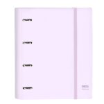 Safta Raccoglitore a 4 anelli da 35 mm - Copertina rigida rivestita - Ricarica 100 fogli - Griglia 5x5 mm - Chiusura elastica - Separatori inclusi - 270x35x320 mm - Colore viola