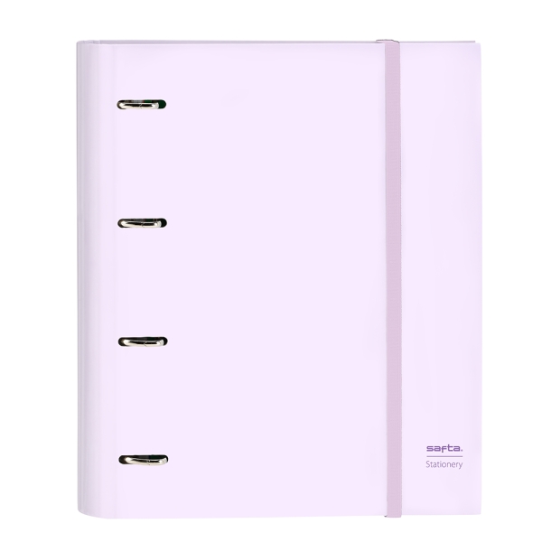 Safta Raccoglitore a 4 anelli da 35 mm - Copertina rigida rivestita - Ricarica 100 fogli - Griglia 5x5 mm - Chiusura elastica - Separatori inclusi - 270x35x320 mm - Colore viola