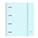 Safta Raccoglitore a 4 anelli da 35 mm - Copertine rigide rivestite - Ricarica 100 fogli da 80 g/m² - Chiusura elastica - Divisori inclusi - 270x35x320 mm - Colore azzurro