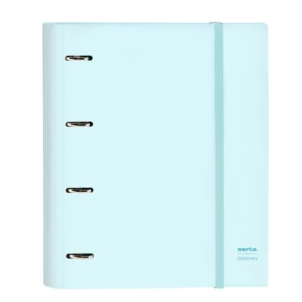 Safta Raccoglitore a 4 anelli da 35 mm - Copertine rigide rivestite - Ricarica 100 fogli da 80 g/m² - Chiusura elastica - Divisori inclusi - 270x35x320 mm - Colore azzurro
