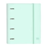 Safta Raccoglitore a 4 anelli da 35 mm - Copertine rigide rivestite - Chiusura elastica - Ricarica 100 fogli da 80 g/m² - Divisori interni - 270x35x320 mm - Colore menta