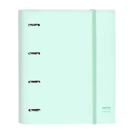 Safta Raccoglitore a 4 anelli da 35 mm - Copertine rigide rivestite - Chiusura elastica - Ricarica 100 fogli da 80 g/m² - Divisori interni - 270x35x320 mm - Colore menta