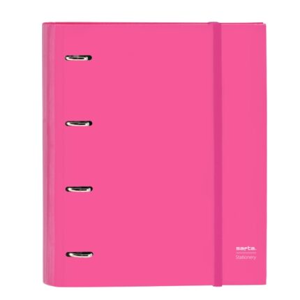 Safta Raccoglitore a 4 anelli da 35 mm - Copertine rigide rivestite - Ricarica da 100 fogli - Griglia 5x5 mm - Chiusura elastica - Divisori interni - 270x35x320 mm - Colore rosa