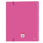 Safta Raccoglitore a 4 anelli da 35 mm - Copertine rigide rivestite - Ricarica da 100 fogli - Griglia 5x5 mm - Chiusura elastica - Divisori interni - 270x35x320 mm - Colore rosa - immagine 2