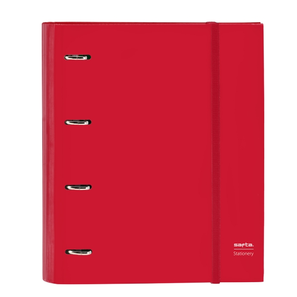 Safta Raccoglitore a 4 anelli 35 mm - Copertine rigide rivestite - Ricarica 100 fogli 80 g/m² - Chiusura elastica - Include divisori - 270x35x320 mm - Colore rosso