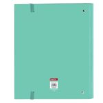 Safta Raccoglitore a 4 anelli da 35 mm - Copertine rigide rivestite - Ricarica 100 fogli - Quadretti da 5x5 mm - Chiusura elastica - Divisori interni - 270x35x320 mm - Colore turchese - immagine 2