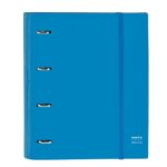 Safta Raccoglitore a 4 anelli da 35 mm - Copertina rigida rivestita - Ricarica 100 fogli - Chiusura elastica - Separatori inclusi - Grammatura 80 g/m² - 270x35x320 mm - Colore blu