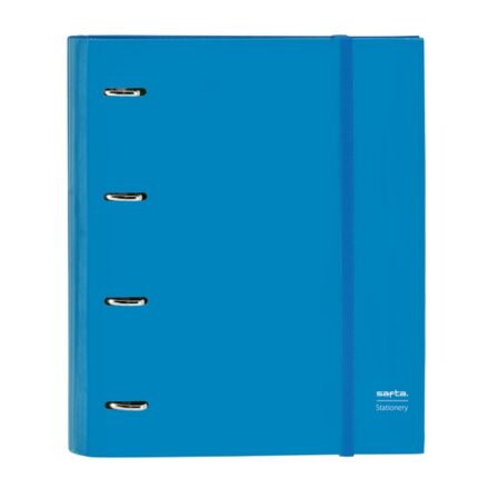 Safta Raccoglitore a 4 anelli da 35 mm - Copertina rigida rivestita - Ricarica 100 fogli - Chiusura elastica - Separatori inclusi - Grammatura 80 g/m² - 270x35x320 mm - Colore blu
