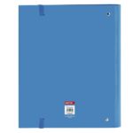 Safta Raccoglitore a 4 anelli da 35 mm - Copertina rigida rivestita - Ricarica 100 fogli - Chiusura elastica - Separatori inclusi - Grammatura 80 g/m² - 270x35x320 mm - Colore blu - immagine 2