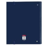 Safta Raccoglitore a 4 anelli da 35 mm - Copertine rigide rivestite - Ricarica 100 fogli - Griglia 5x5 mm - Chiusura elastica - Separatori inclusi - 270x35x320 mm - Colore blu navy - immagine 2