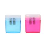 Safta Espositore con 12 temperamatite a doppio foro con contenitore - Lama in acciaio resistente - Impugnatura ergonomica - Contenitore per trucioli - Colori assortiti - immagine 2