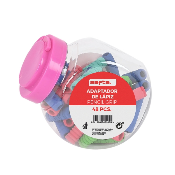 Safta Confezione da 48 Adattatori - Materiale Morbido - Adatto per Entrambe le Mani - Riduce l'Affaticamento - Compatibile con Matite e Penne a Sfera - Colori Assortiti Safta Confezione da 48 Adattatori - Materiale Morbido - Adatto per Entrambe le Mani - Riduce l'Affaticamento - Compatibile con Matite e Penne a Sfera - Colori Assortiti