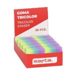 Safta Espositore con 20 gomme - PVC - Cancellazione pulita - Morbida al tatto - Tricolore