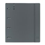 Safta Raccoglitore a 4 anelli 35 mm - Copertine in PP Foam - Ricarica 100 fogli - Chiusura elastica - Fessura per penna - Scomparto interno - 270x40x320 mm - Colore Grigio