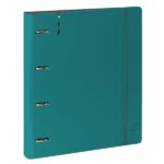 Safta Raccoglitore a 4 anelli 35 mm - Resistente - Ricarica 100 fogli - Quadretti 5x5 mm - Chiusura elastica - Fessura per penna - Tasca interna - 270x40x320 mm - Colore verde - immagine 3