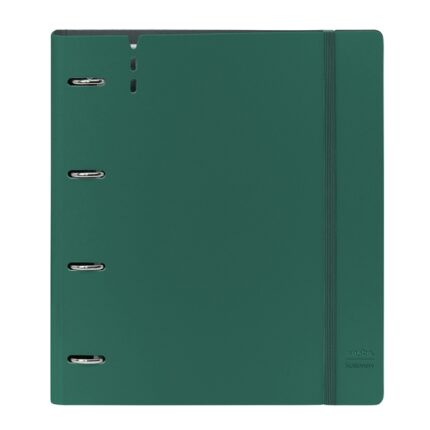 Safta Raccoglitore a 4 anelli da 35 mm - Copertine in PP Foam - Ricarica da 100 fogli - Chiusura elastica - Fessura per penna - Tasca interna - Divisori interni - 270x40x320 mm - Colore verde scuro