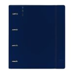 Safta Cartellina con 4 anelli da 35 mm - Copertina in plastica - Ricarica 100 fogli - Chiusura elastica - Fessura per penna - Divisori interni - 270x40x320 mm - Colore blu navy