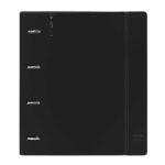 Safta Raccoglitore a 4 anelli da 35 mm - Copertine in PP Foam - Ricarica da 100 fogli - Chiusura elastica - Fessura per penna - Divisori interni - 270x40x320 mm - Colore nero
