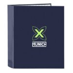 Safta Munich Blue Indigo Cartella a 4 anelli 40 mm - Copertine rigide rivestite - Formato Folio - 270x60x330 mm - Colore blu navy