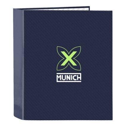 Safta Munich Blue Indigo Cartella a 4 anelli 40 mm - Copertine rigide rivestite - Formato Folio - 270x60x330 mm - Colore blu navy