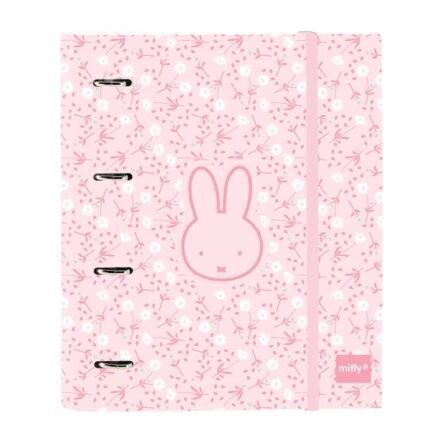 Safta Miffy Fiori Raccoglitore a 4 anelli 35 mm - Copertine rigide rivestite - Ricarica 100 fogli - Chiusura elastica - Griglia 5x5 mm - Grammatura 80 g/m² - 270x35x320 mm - Colore rosa