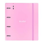 Safta Blackfit8 Smile Raccoglitore a 4 anelli da 35 mm - Copertine in PP Foam - Ricarica da 100 fogli - Chiusura elastica - Include divisori - Griglia 5x5 mm - 270x40x320 mm - Colore rosa