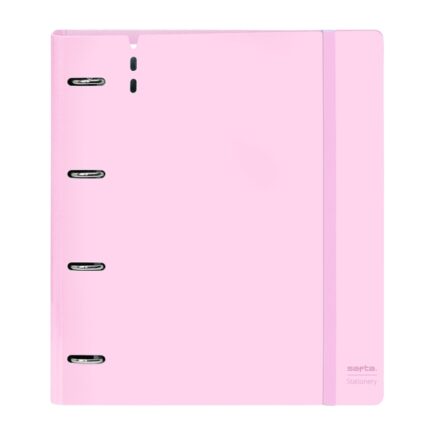 Safta Feeling Raccoglitore a 4 anelli da 35 mm - Copertine in PP Foam - Ricarica 100 fogli - Griglia 5x5 mm - Grammatura 90 g/m² - Divisori - Aletta interna - 270x40x320 mm - Colore rosa