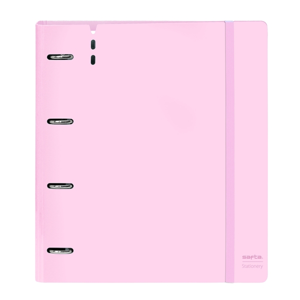 Safta Feeling Raccoglitore a 4 anelli da 35 mm - Copertine in PP Foam - Ricarica 100 fogli - Griglia 5x5 mm - Grammatura 90 g/m² - Divisori - Aletta interna - 270x40x320 mm - Colore rosa