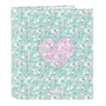 Safta Cuore Raccoglitore a 4 anelli 40 mm - Copertina rigida rivestita - Formato Folio - 270x60x330 mm - Colore turchese