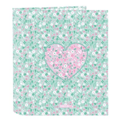 Safta Cuore Raccoglitore a 4 anelli 40 mm - Copertina rigida rivestita - Formato Folio - 270x60x330 mm - Colore turchese