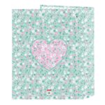 Safta Cuore Raccoglitore a 4 anelli 40 mm - Copertina rigida rivestita - Formato Folio - 270x60x330 mm - Colore turchese - immagine 2