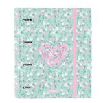 Safta Cuore Raccoglitore a 4 anelli da 35 mm - Copertina rigida rivestita - Ricarica da 100 fogli - Griglia 5x5 mm - Chiusura elastica - Separatori inclusi - 270x35x320 mm - Colore turchese