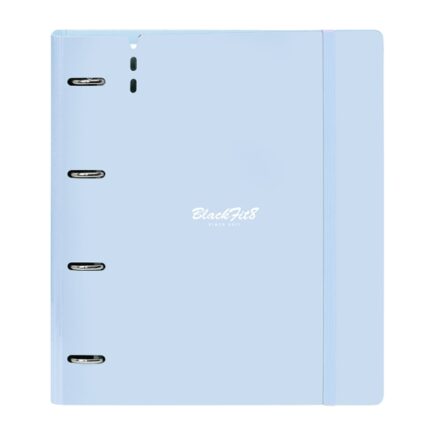 Safta Blackfit8 Cool Raccoglitore a 4 anelli da 35 mm - Copertine in PP Foam - Ricarica da 100 fogli - Chiusura elastica - Separatori inclusi - Fessura per penna - 270x40x320 mm - Colore azzurro