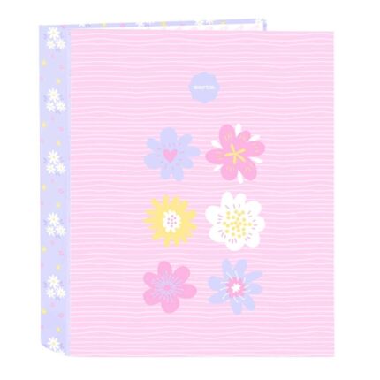 Safta Bouquet Raccoglitore a 4 anelli da 40 mm - Copertina rigida rivestita - Formato Folio - 270x60x330 mm - Colore rosa pastello