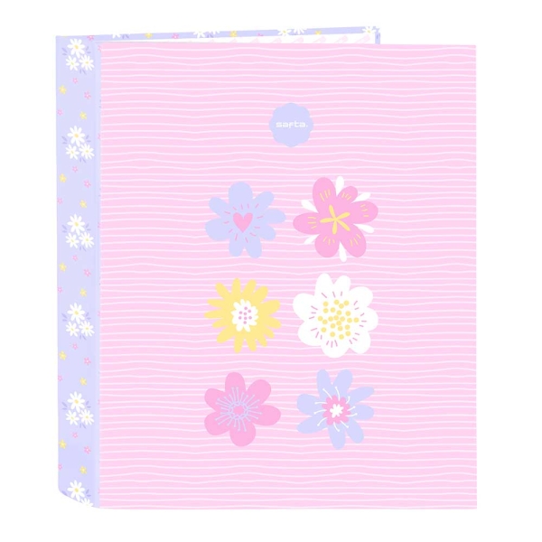 Safta Bouquet Raccoglitore a 4 anelli da 40 mm - Copertina rigida rivestita - Formato Folio - 270x60x330 mm - Colore rosa pastello