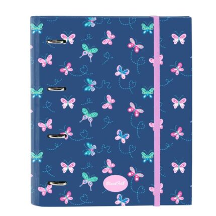 Safta Blackfit8 Mariposas Raccoglitore a 4 anelli da 35 mm - Copertina rigida rivestita - Ricarica da 100 fogli - Griglia 5x5 mm - Chiusura elastica - Divisori interni - 270x35x320 mm - Colore blu navy