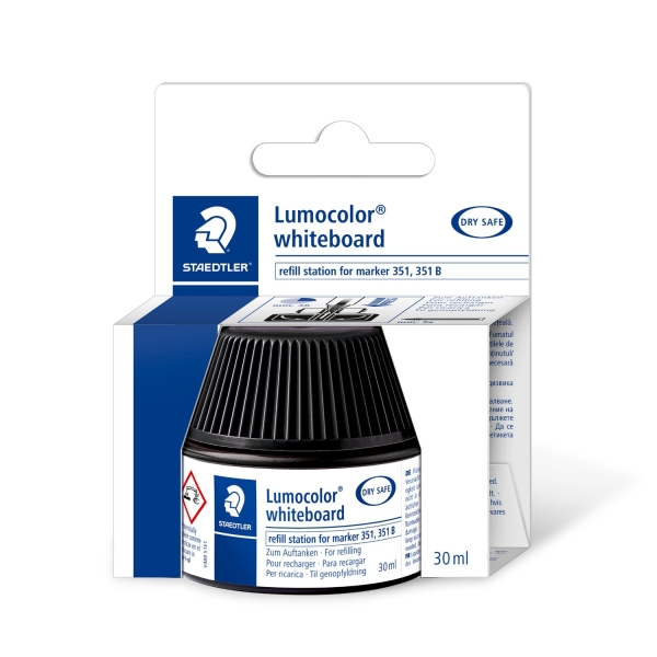 Staedtler Flacone di inchiostro per ricarica pennarello Lumocolor 351 - Capacità 30 ml - Colore nero