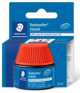 Staedtler Flacone di inchiostro per ricarica pennarello Textsurfer 364 - Capacità 30 ml - Colore rosso