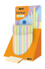 Bic Cristal Pastel Espositore con 40 penne a sfera - Corpo opaco in colori pastello - Punta arrotondata da 1 mm - Tratto 0