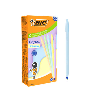 Bic Cristal Pastel Penna a sfera - Corpo opaco in colori pastello - Punta rotonda da 1 mm - Tratto 0