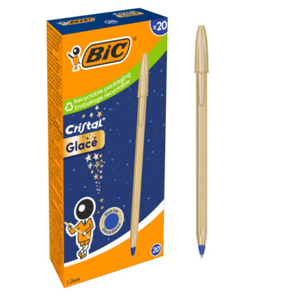 Bic Cristal Glace Penna a sfera - Corpo opaco color oro opaco - Punta rotonda da 1 mm - Tratto 0