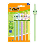 Bic Cristal Pastel Figurines Confezione da 5 penne a sfera - Corpo opaco in colori pastello con figure di animali - Punta arrotondata da 1 mm - Tratto 0
