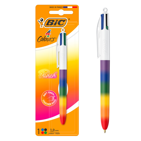 Bic 4 Colours Rainbow Punch Penna a sfera retrattile - Punta media da 1