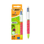 Bic 4 Colours Velours Confezione da 3 penne a sfera a scatto - Punta media da 1