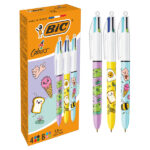 Bic 4 Colours Decors Kawaii Penna a sfera a scatto - Punta media da 1